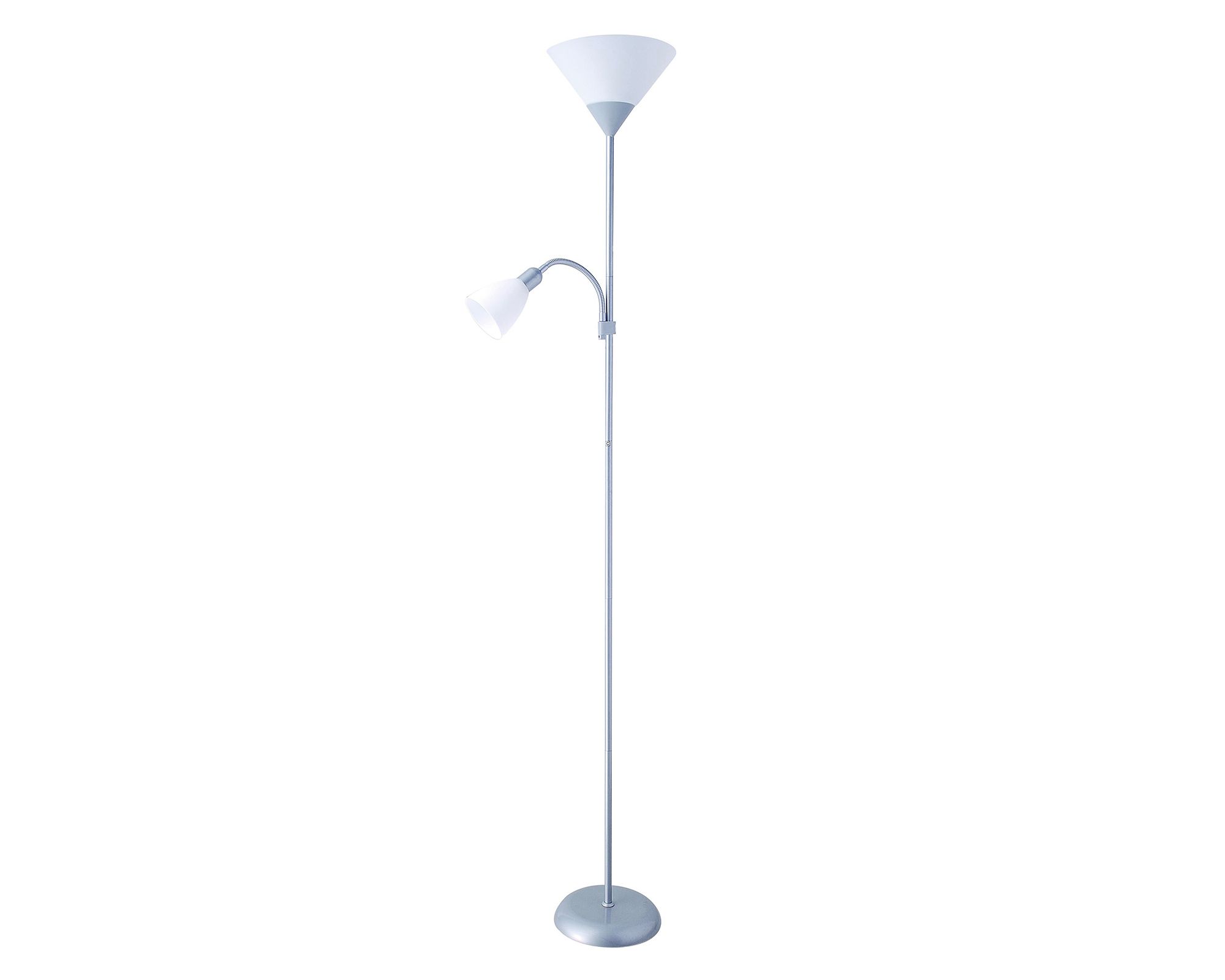 Lámpara pie 2L E27/E14 blanco/plateado a $15.990
