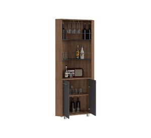 Bar alto esquinero 2 puertas Carmenere miel/plomo TuHome