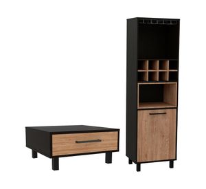 Bar alto + mesa centro Kaia wengue/miel TuHome