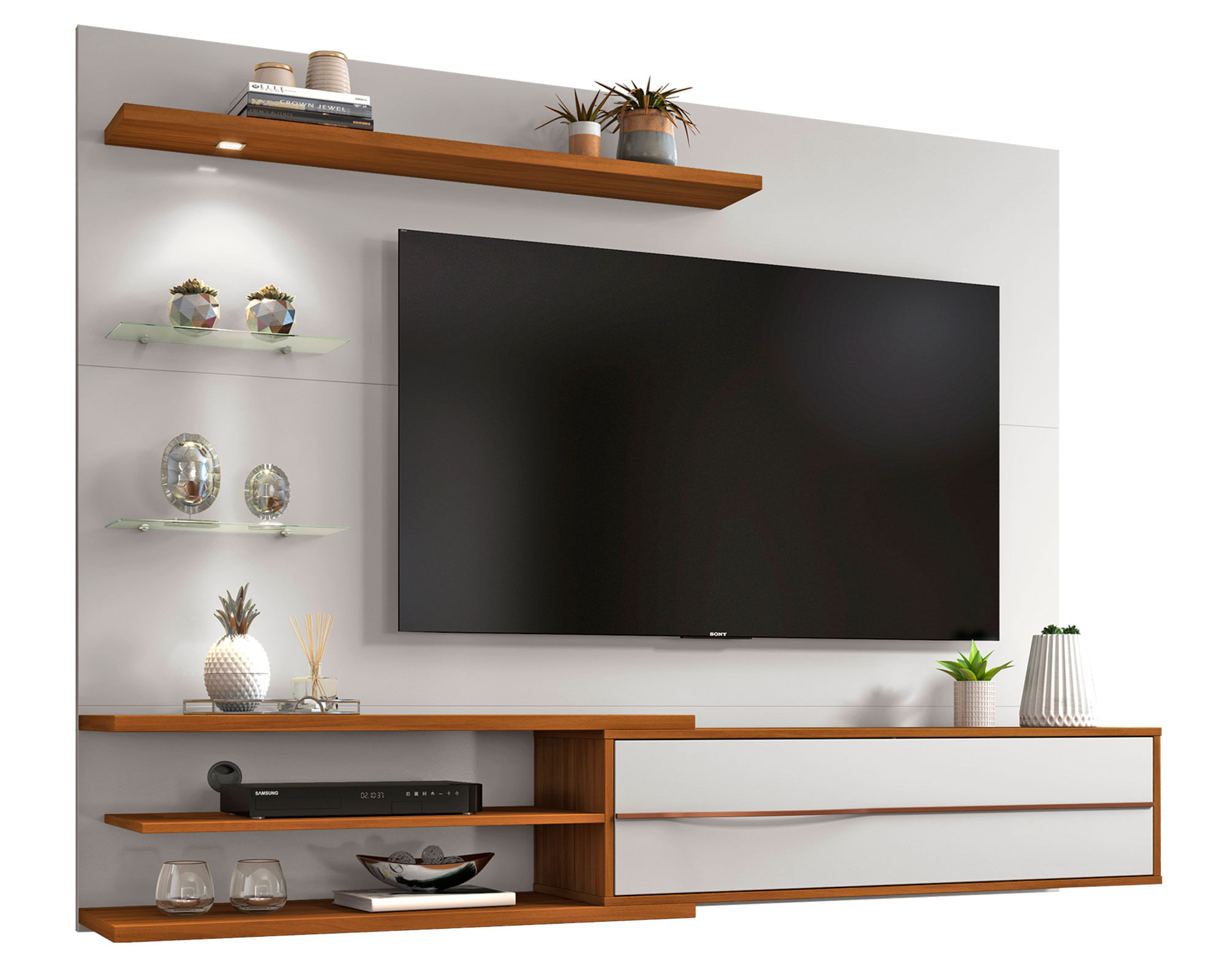 Home Mobili Panel TV 60" Cádiz white off/café