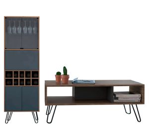 Bar alto + mesa centro Vassel miel/plomo TuHome