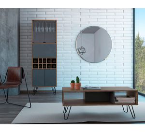 Bar alto + mesa centro Vassel miel/plomo TuHome