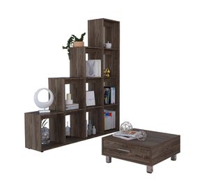 Biblioteca + mesa de centro Beijing coñac TuHome