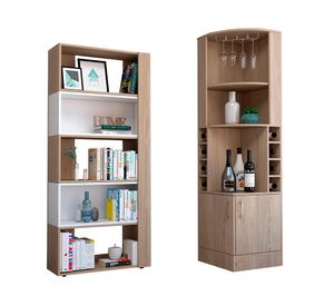 Bar esquinero Syrah + biblioteca cubo Beijing rovere TuHome