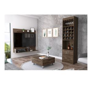 Panel TV 55'' Beijing + bar + mesa de centro Kava coñac TuHome