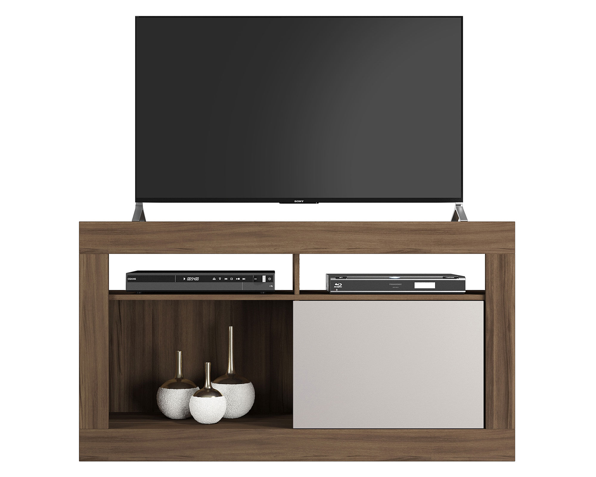 Home Mobili Rack TV 50'' Reda nogal/blanco Home Mobili