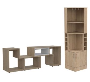 Bar esquinero + rack extensible TV 40'' Beijing rovere TuHome
