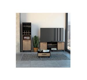 Rack TV 65'' + bar alto + mesa de centro Kaia wengue/miel TuHome