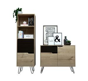 Buffet + librero Audra duna/plomo/wengue TuHome