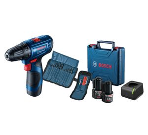 Taladro atornillador inalámbrico 12V 10mm GSR 120 LI + 2 baterías + 21 accesorios Bosch