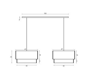 Lámpara colgar 1L E27 doble negro Diseño 3.