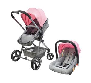 Coche cuna Travel System rosado Kidscool.