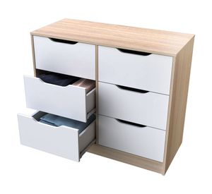 Cómoda 6 cajones olmo-blanco Cic