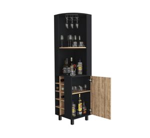 Bar esquinero 1 puerta 2 repisas Kaia wengué/miel 180cmx45x45 cm