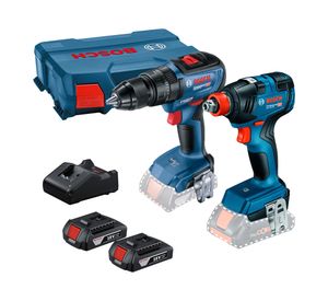 Combo taladro percutor 13 mm + atornillador de impacto + 2 baterías 18V 2.0 A + maleta