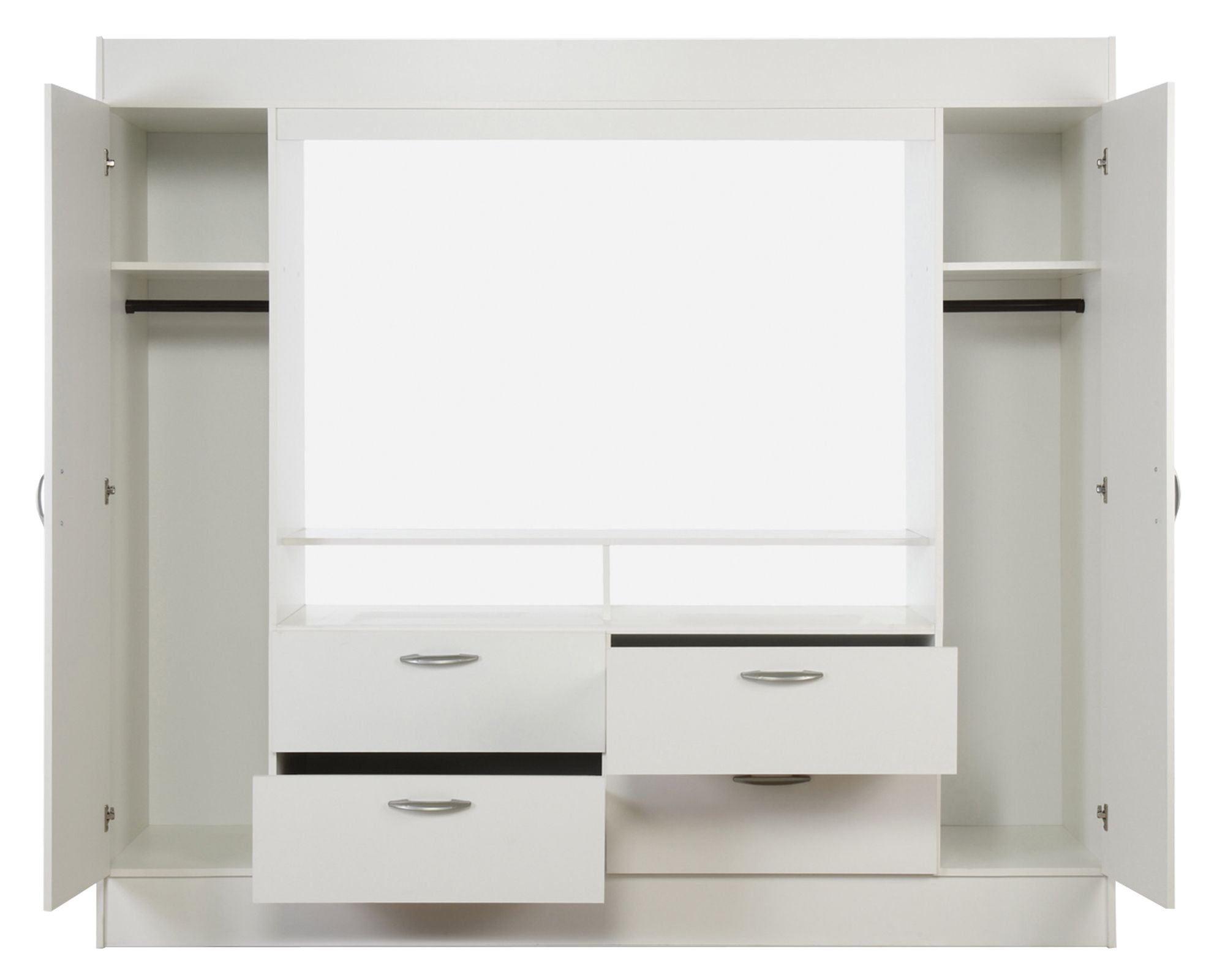 Clósets 2 puertas + 4 cajones + TV 55" Baker blanco