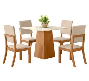 Comedor 4 sillas MDP Off rústico blanco