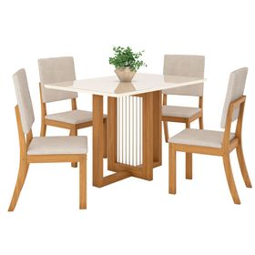 Comedor 4 sillas Caju rústico blanco