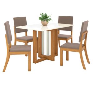 Comedor 4 sillas Lana rústico blanco