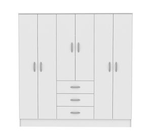 Clóset 6 puertas 3 cajones Maipo melamina blanco claro