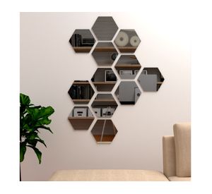 Espejo hexagonal Lirio 20x23x4 cm 12 un