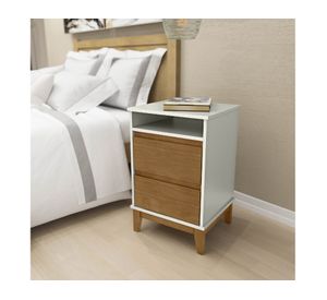 Velador 2 cajones Tucumán blanco/café