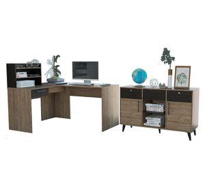 Escritorio 2L + armario Bilbao miel/wengue