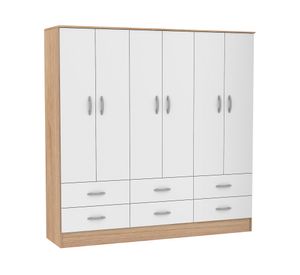 Clóset 6 puertas 6 cajones Maipo melamina blanco olmo