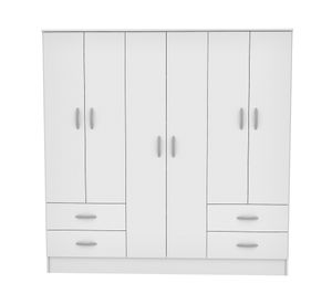 Clóset 6 puertas 4 cajones Maipo melamina blanco claro