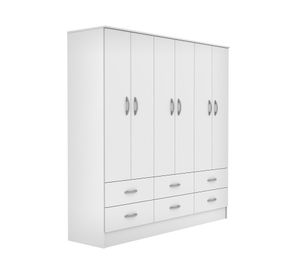 Clóset 6 puertas 6 cajones Maipo melamina blanco claro