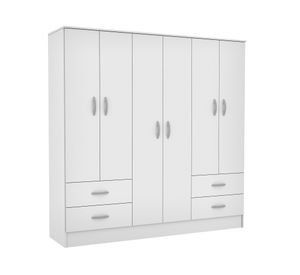 Clóset 6 puertas 4 cajones Maipo melamina blanco claro