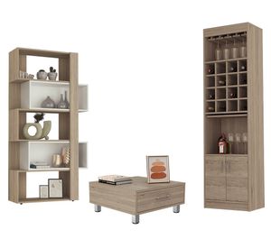 Mesa centro + bar + biblioteca cubo Beijing rovere