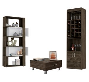 Mesa centro + bar + biblioteca cubo Beijing coñac