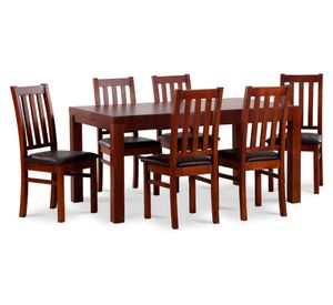 Comedor 6 sillas Ñuble caramelo/PU chocolate