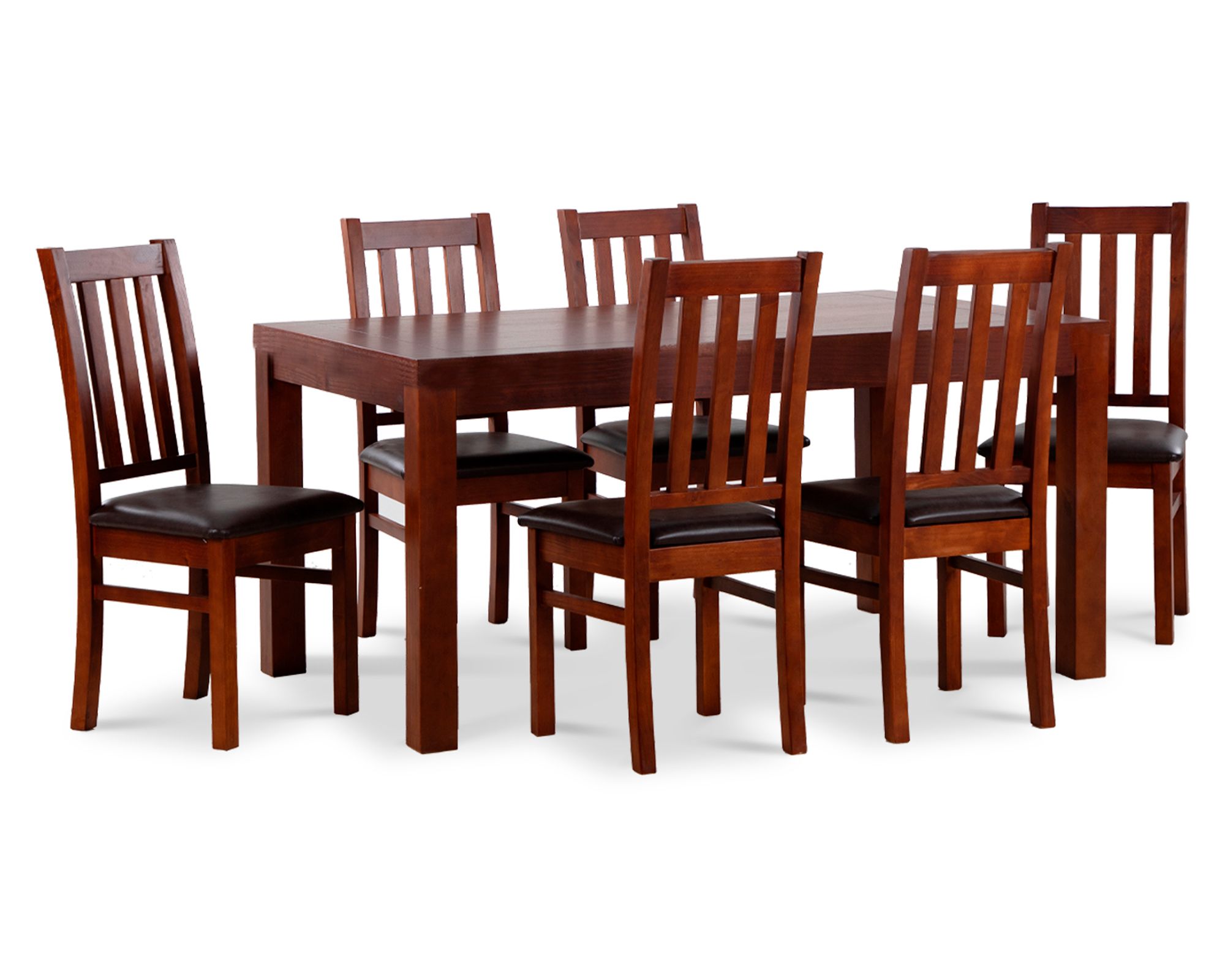 CIC Comedor 6 sillas Ñuble caramelo/PU chocolate