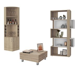 Mesa centro + bar esquinero + biblioteca cubo Beijing rovere
