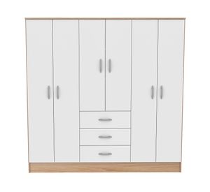Clóset 6 puertas 3 cajones Maipo melamina blanco olmo