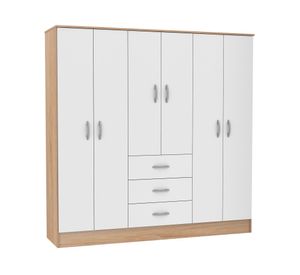 Clóset 6 puertas 3 cajones Maipo melamina blanco olmo