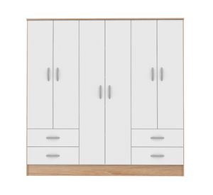 Clóset 6 puertas 4 cajones Maipo melamina blanco olmo