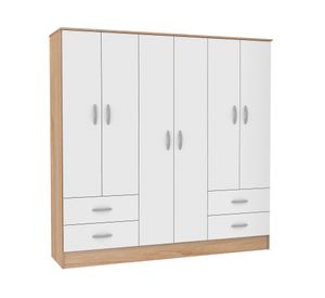 Clóset 6 puertas 4 cajones Maipo melamina blanco olmo