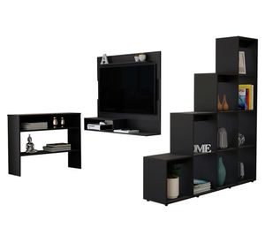 Arrimo + panel TV 55" + biblioteca escalera Beijing wengue