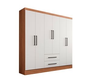 Clóset 6 puertas 2 cajones Ámbar blanco/canela