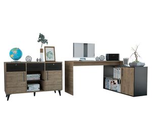 Escritorio 1L + armario Bilbao miel/wengue