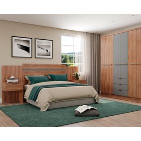 Respaldo 2 plazas con veladores Paraná canela/titanio