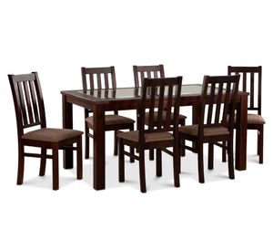 Comedor 6 sillas rectangular Ñuble chocolate/ tela chocolate