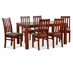 Comedor 6 sillas rectangular Ñuble caramelo/ chocolate