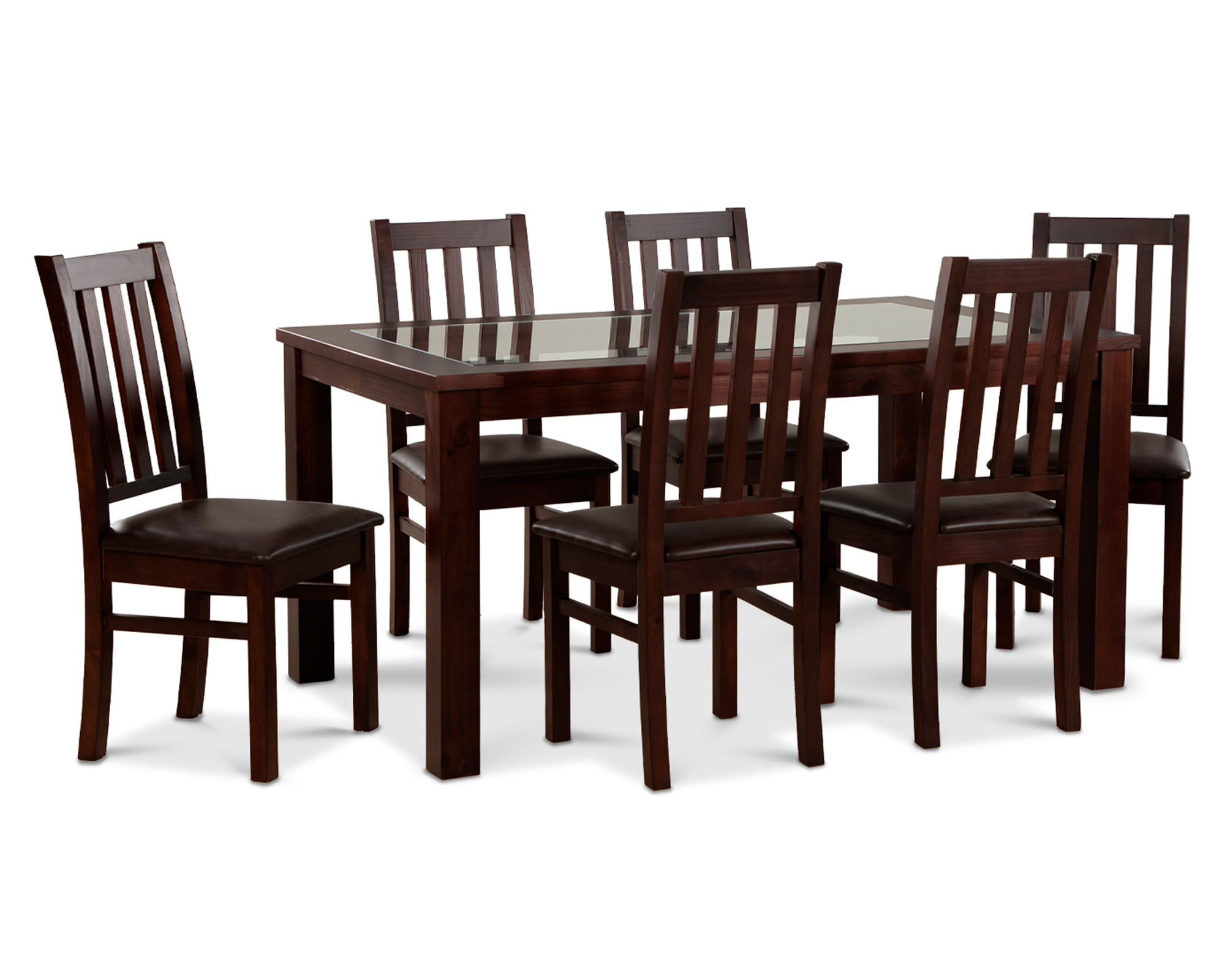 CIC Comedor 6 sillas rectangular Ñuble chocolate/PU chocolate
