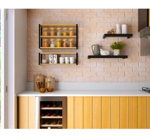 Repisa pared Berlín miel/negro 20x64x20 cm