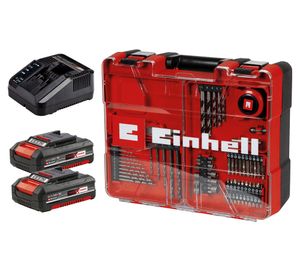 Kit taladro percutor inalámbrico 18V + 2 baterías 2.0 Ah + 64 accesorios + cargador + maletín