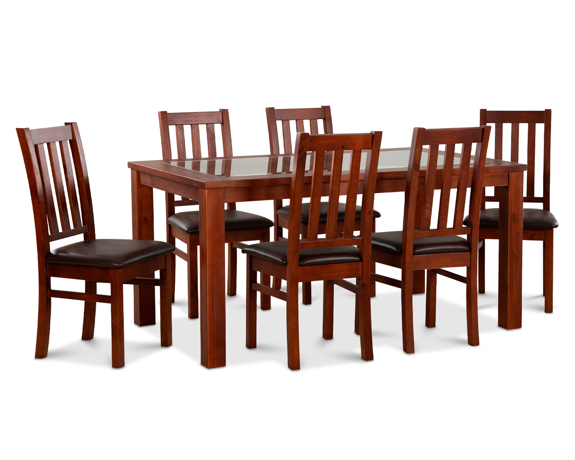 CIC Comedor 6 sillas rectangular Ñuble caramelo/PU chocolate